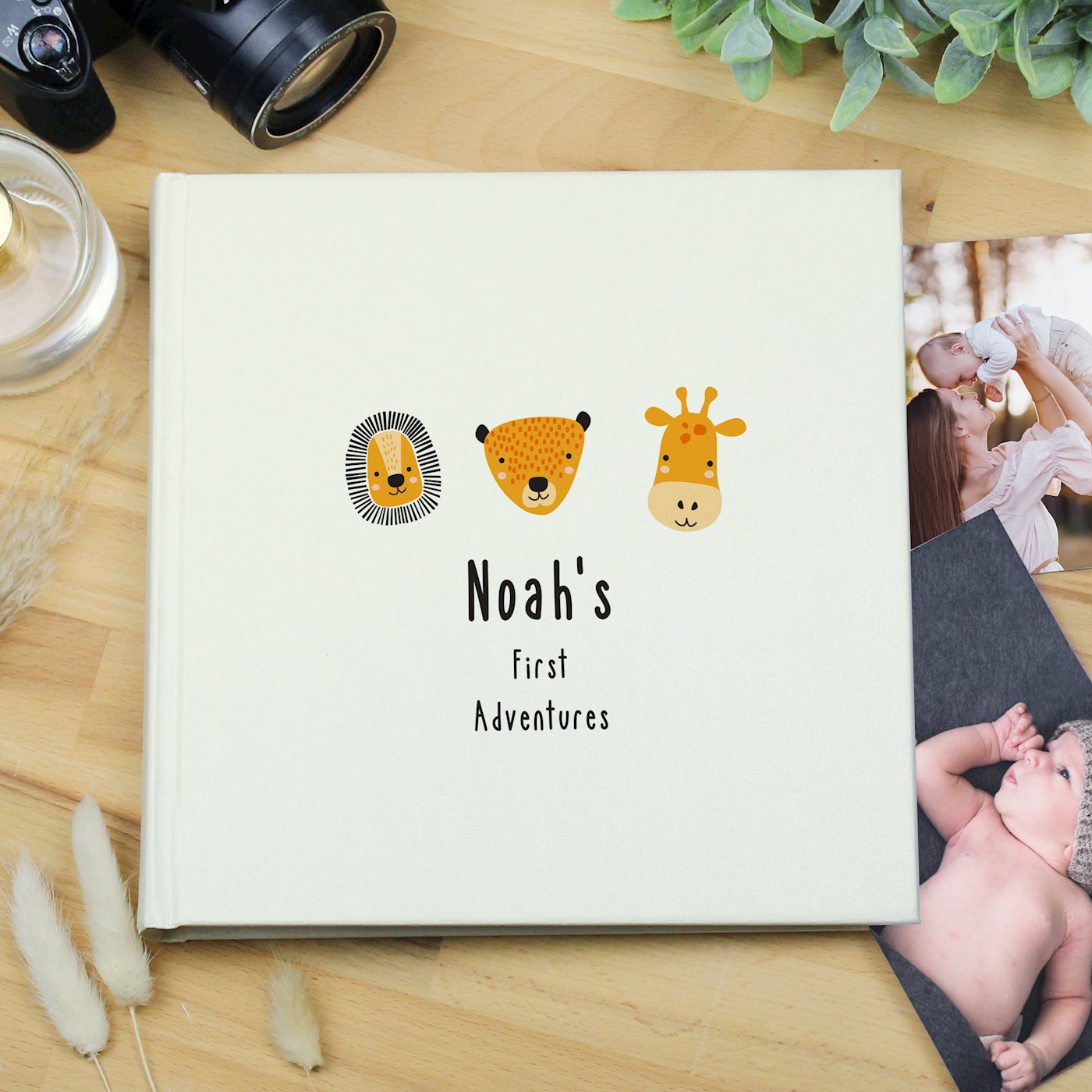 Custom on sale Engraved Baby Photo Album- Safari Animals Large Photo Album